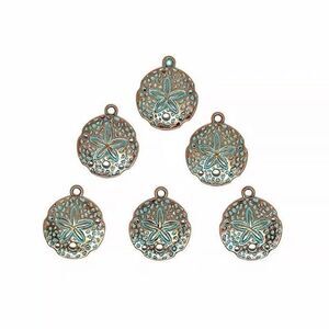 6pcs #17932 Copper Patina Sand Dollar Charm
